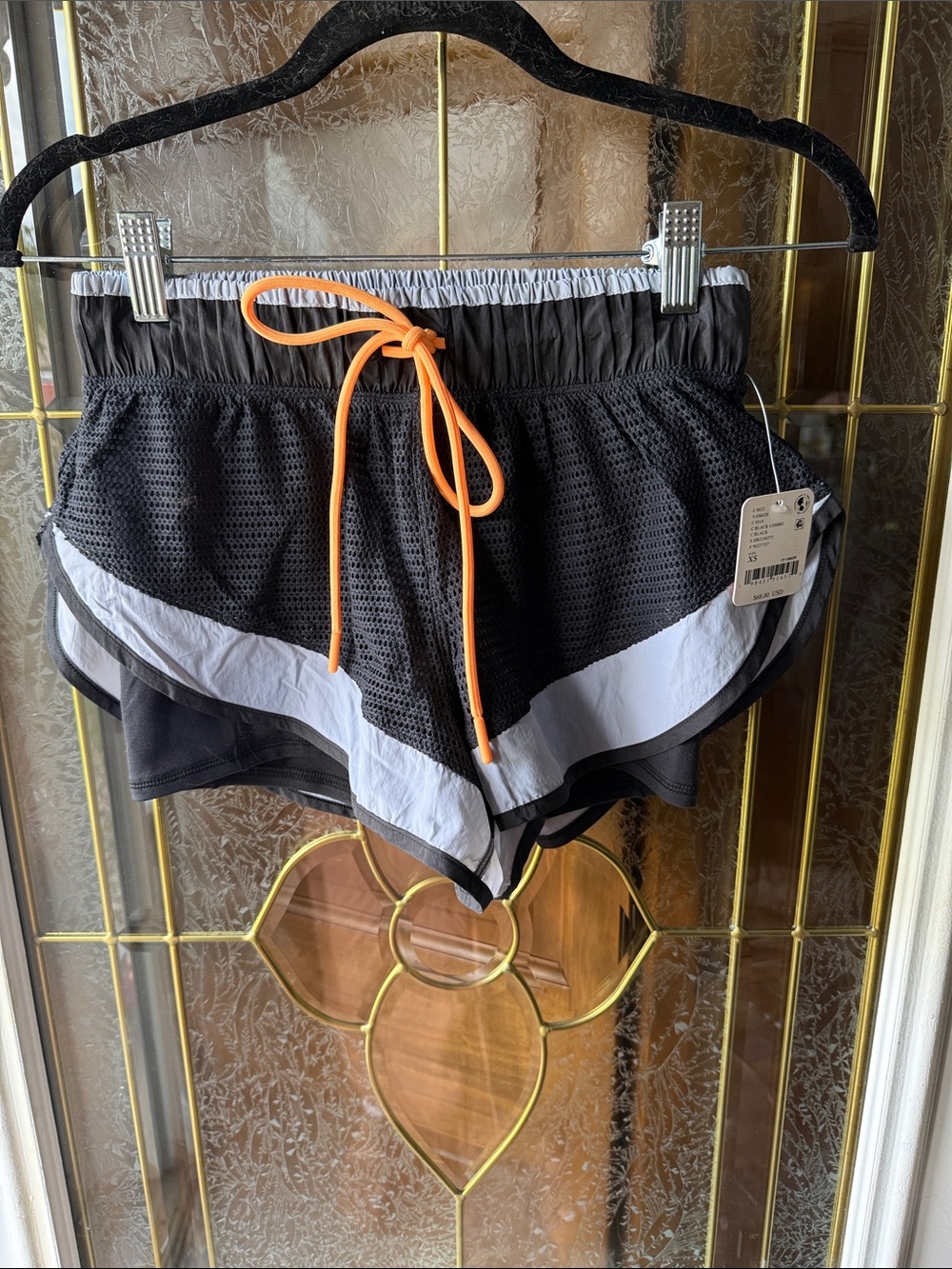 Free People RUN FOR THE HILLS  Layered Shorts/  White Trim and Orange Drawstring
